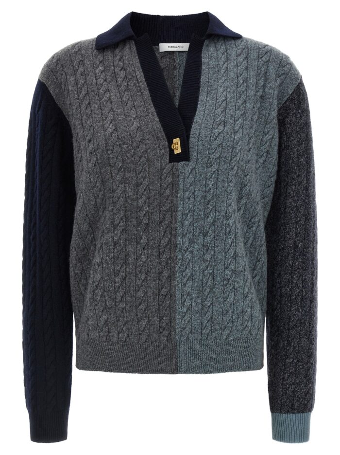 ferragamo color block braid sweater Ferragamo Color Block Braid Sweater