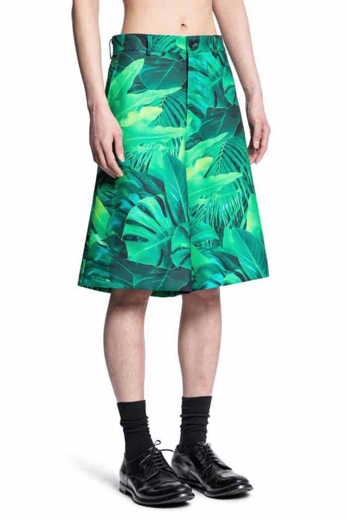 COMME DES GARCONS HOMME PLUS Leaf Print Shorts In Polyester Gabardine