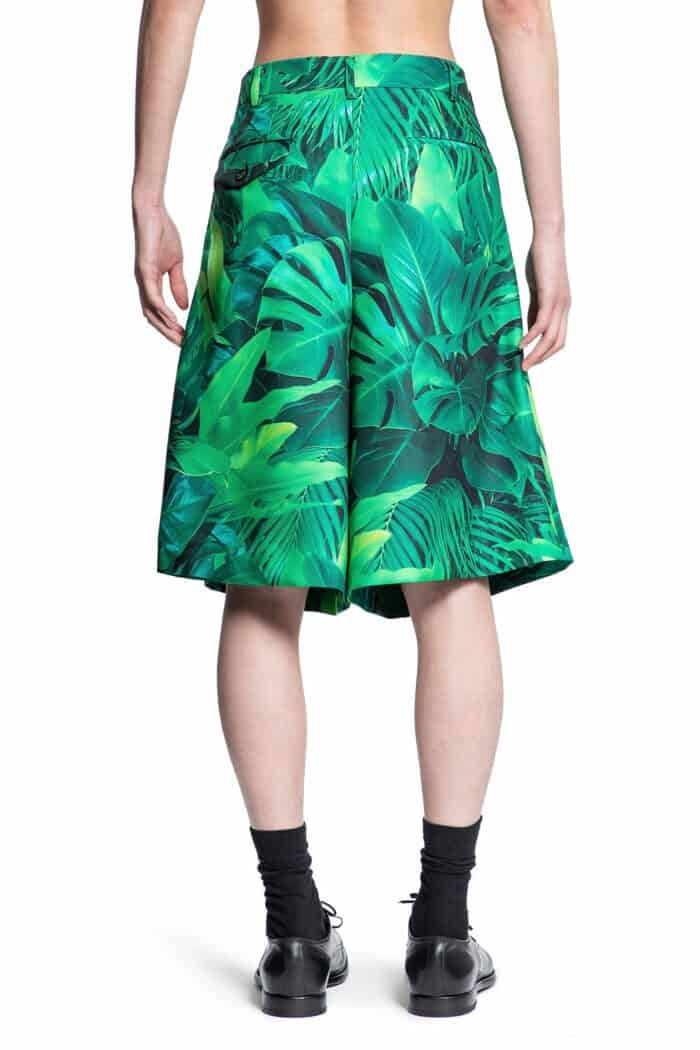 COMME DES GARCONS HOMME PLUS Leaf Print Shorts In Polyester Gabardine