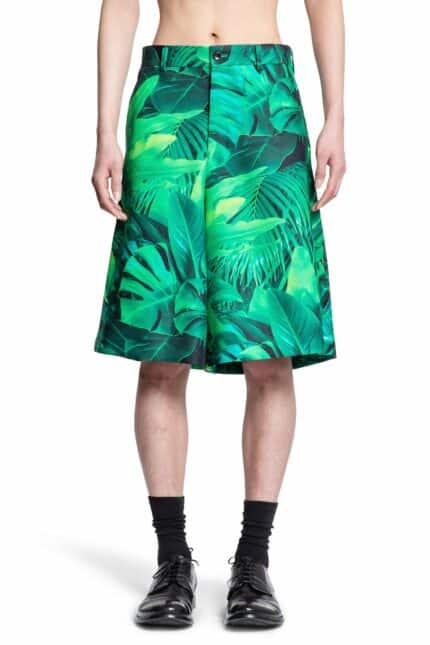 COMME DES GARCONS HOMME PLUS Leaf Print Shorts In Polyester Gabardine