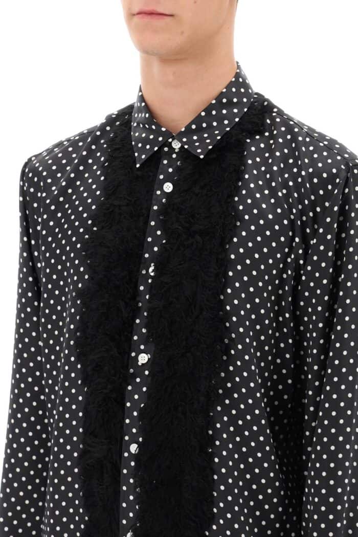 Comme Des Garcons Homme Plus Satin Shirt With Eco-fur Inserts