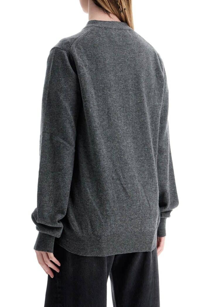 COMME DES GARCONS PLAY Cardigan Unisex In Lana Grigio Con Logo Cuore