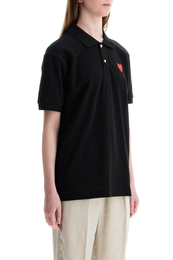 COMME DES GARCONS PLAY Polo Unisex In Cotone Nero Con Logo Cuore Rosso