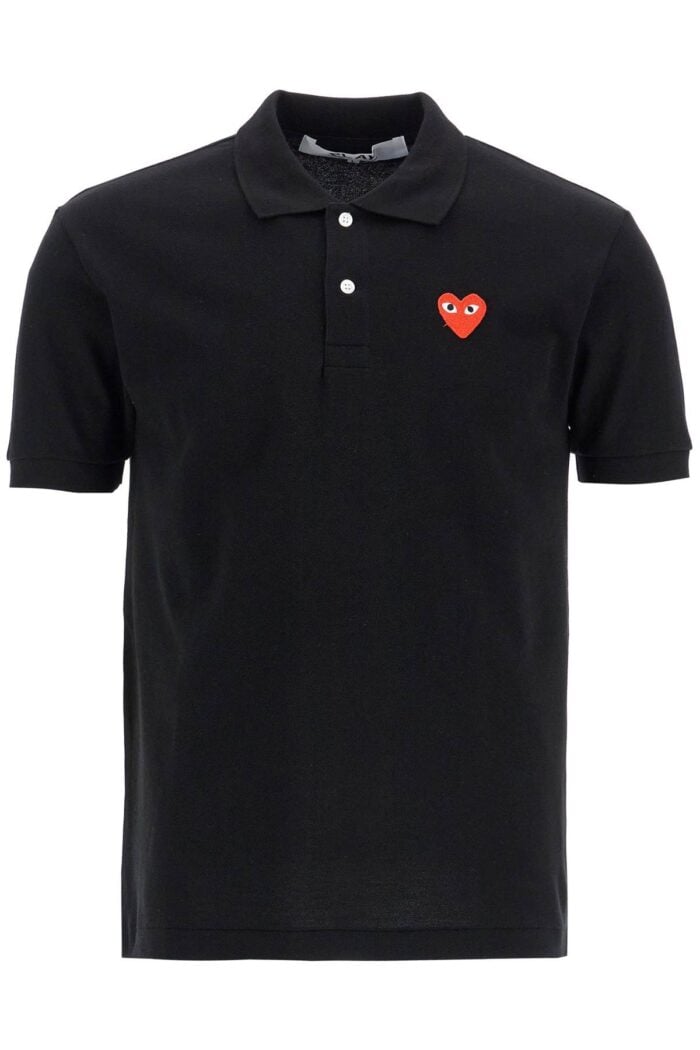 COMME DES GARCONS PLAY Polo Unisex In Cotone Nero Con Logo Cuore Rosso