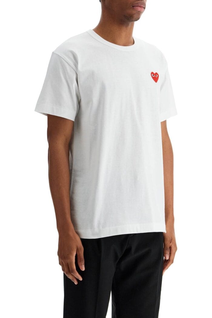 COMME DES GARCONS PLAY T-shirt Cotone Bianco Con Logo Cuore Rosso Unisex