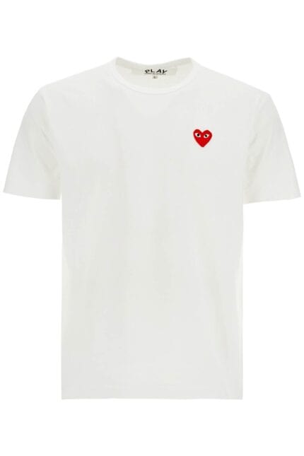 COMME DES GARCONS PLAY T-shirt Cotone Bianco Con Logo Cuore Rosso Unisex