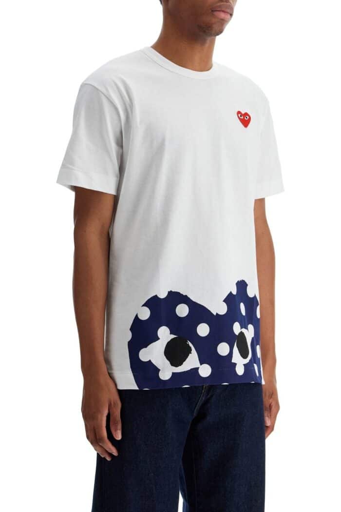 COMME DES GARCONS PLAY T-shirt In Cotone Bianco Con Cuore Rosso Unisex