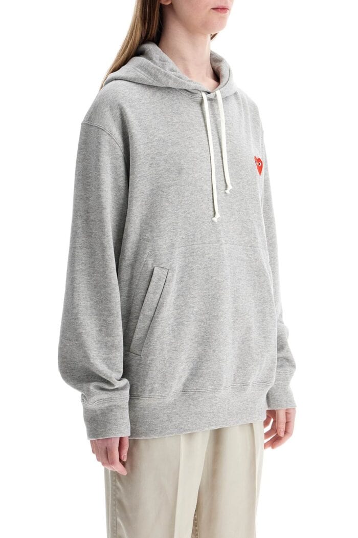 COMME DES GARCONS PLAY Unisex Light Grey Cotton Hoodie With Red Heart