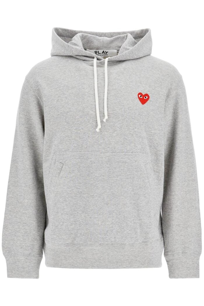 COMME DES GARCONS PLAY Unisex Light Grey Cotton Hoodie With Red Heart