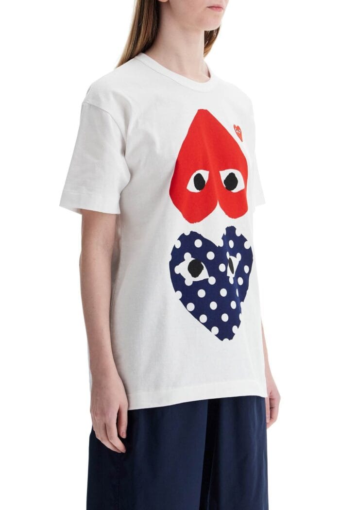 COMME DES GARCONS PLAY Unisex T-shirt In White Cotton With Graphic Heart