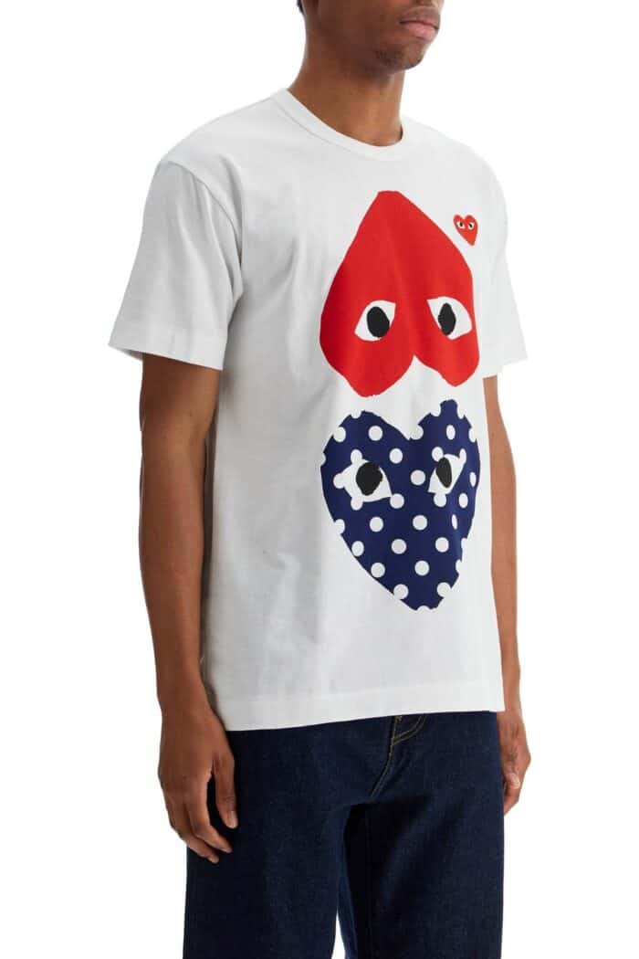 COMME DES GARCONS PLAY Unisex T-shirt In White Cotton With Graphic Heart