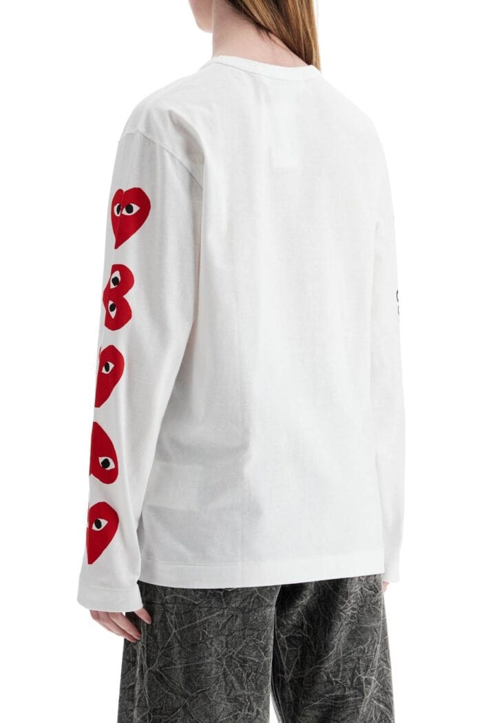 COMME DES GARCONS PLAY Unisex T-shirt In White Cotton With Heart Logo Print