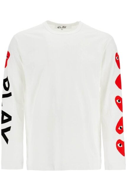 COMME DES GARCONS PLAY Unisex T-shirt In White Cotton With Heart Logo Print