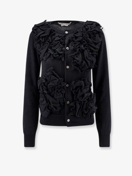 COMME DES GARCONS PLAY Wool Cardigan With Ruffled Detail