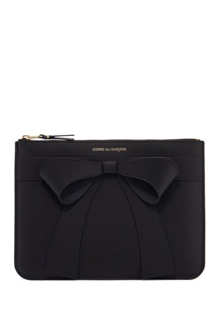 COMME DES GARCONS WALLET Black Leather Wallet With Bow Unisex