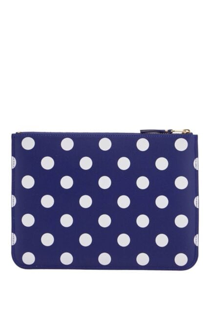 COMME DES GARCONS WALLET Compact Unisex Blue Leather Wallet With Zip And Dots