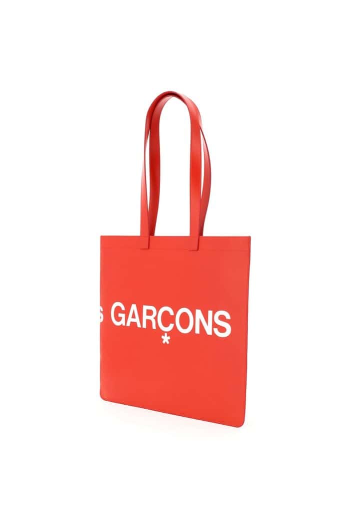 COMME DES GARCONS WALLET Leather Tote Bag With Logo