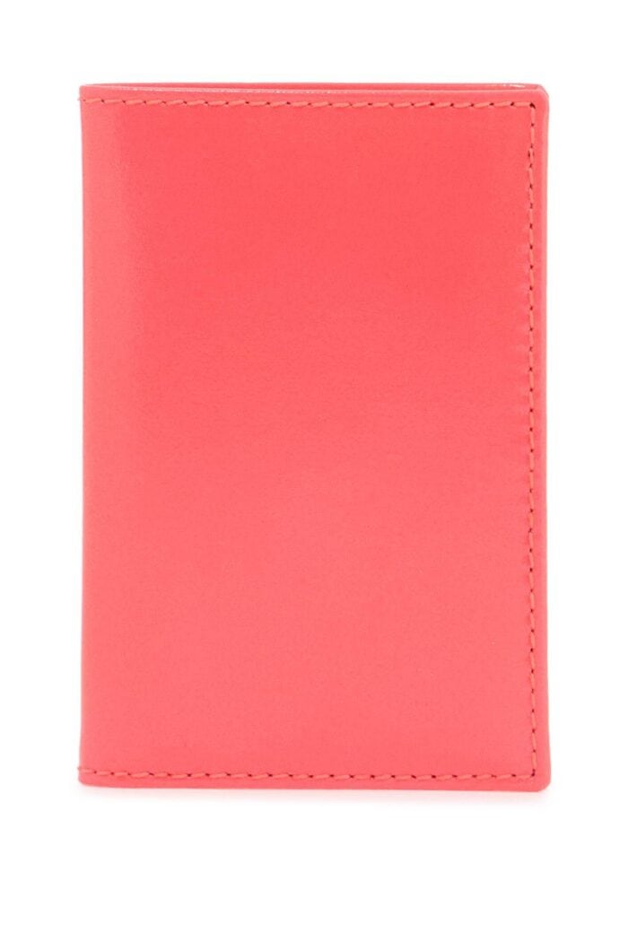 COMME DES GARCONS WALLET Portafoglio Compatto Unisex Rosa Fluo In Pelle Di Capra