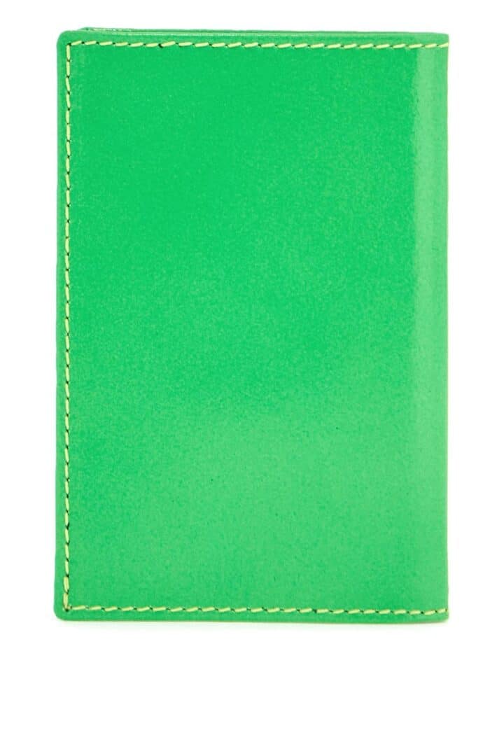 COMME DES GARCONS WALLET Portafoglio Compatto Verde Super Fluo In Pelle Di Capra