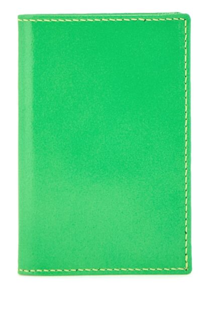 COMME DES GARCONS WALLET Portafoglio Compatto Verde Super Fluo In Pelle Di Capra