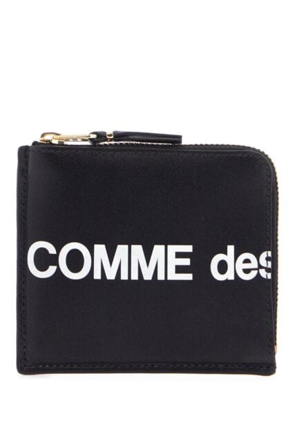 COMME DES GARCONS WALLET Portafoglio In Pelle Di Vitello Nero Con Logo Grande Sa3100hl