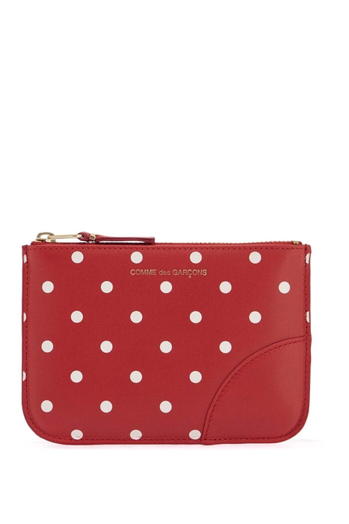 COMME DES GARCONS WALLET Unisex Red Leather Polka Dot Wallet With Gold Zip