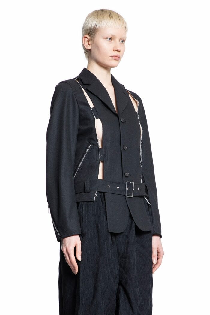 Comme Des Garons Black Slashed Belted Blazer