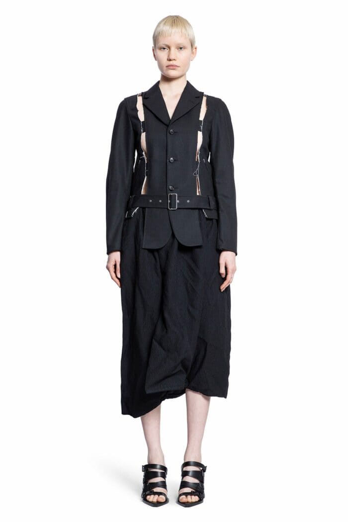 Comme Des Garons Black Slashed Belted Blazer