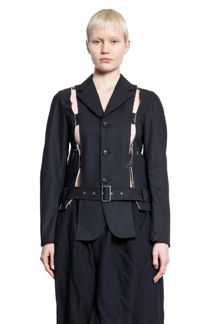 Comme Des Garons Black Slashed Belted Blazer