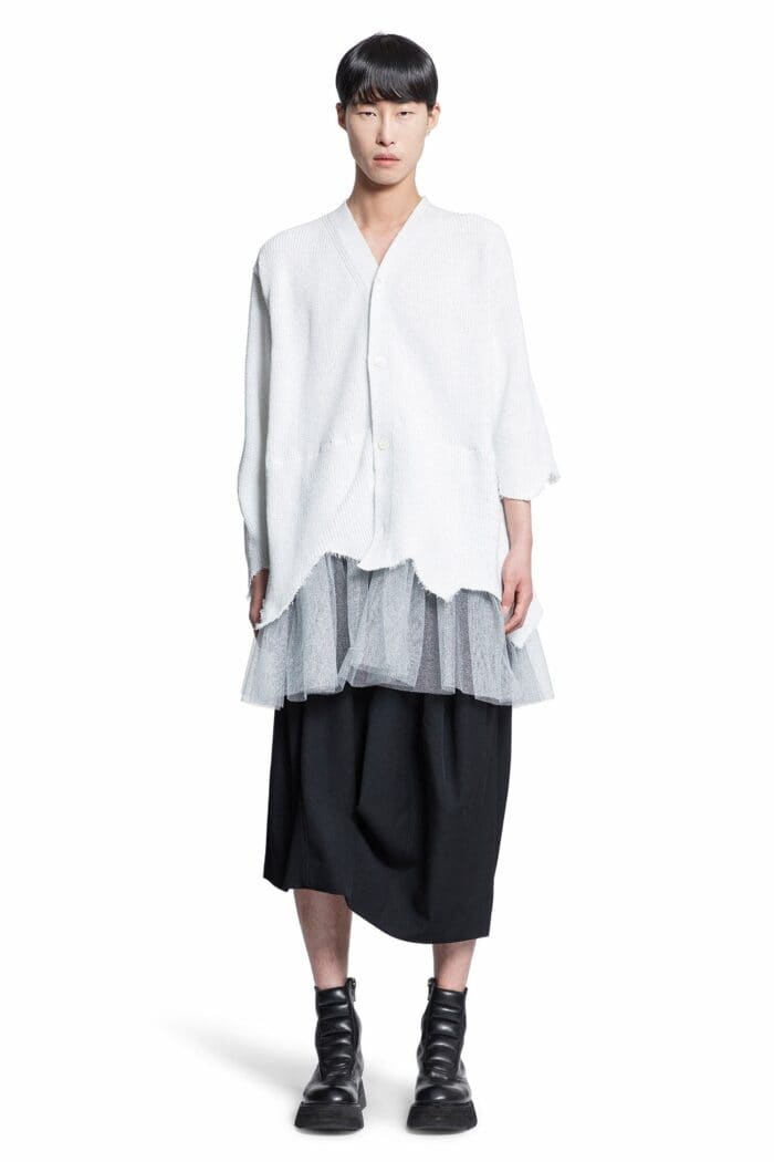 Comme Des Garons Black Spliced Cardigan With Lurex Hem