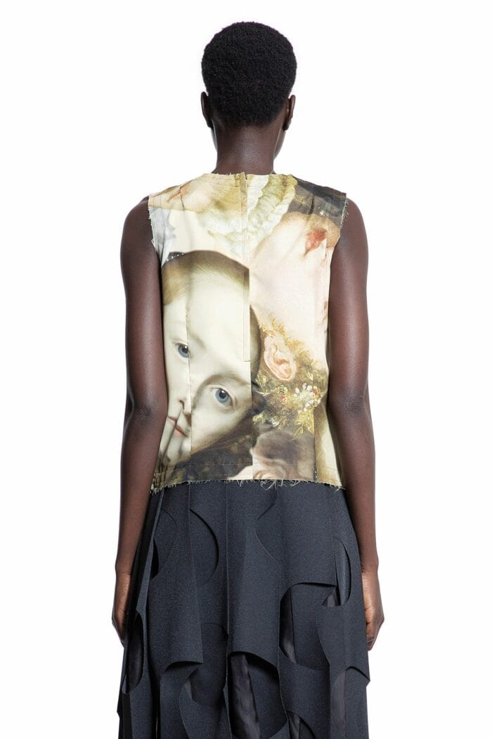 Comme Des Garons Pleated Printed Nylon Top