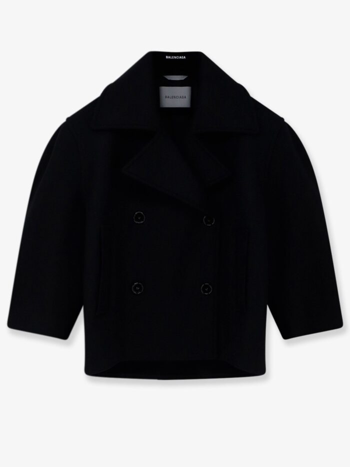 balenciaga compact double wool cocoon peacoat Balenciaga Compact Double-wool Cocoon Peacoat