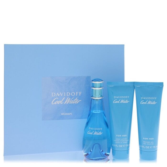 Cool Water By Davidoff - Gift Set -- 3.4 Oz Eau De Toilette Spray + 2.5 Oz Body Lotion + 2.5 Oz Shower Gel - Image 1
