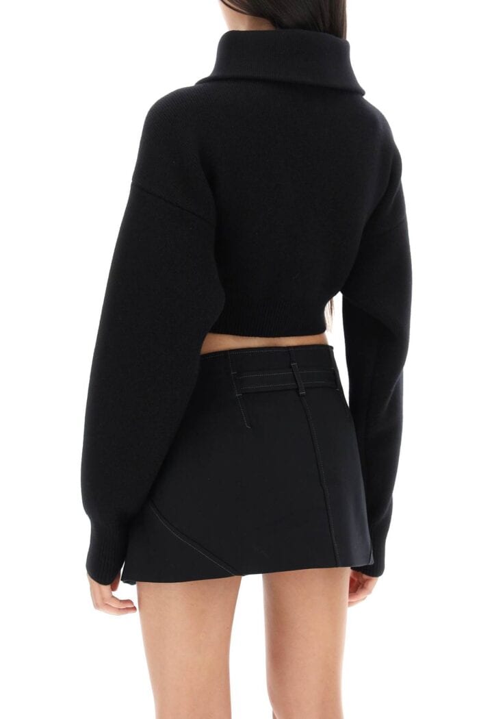 Coperni Half Zip Cropped Boxy Wool Sweater