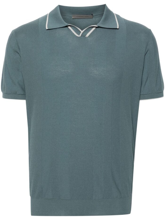 CORNELIANI Short Sleeve Jersey Polo Shirt