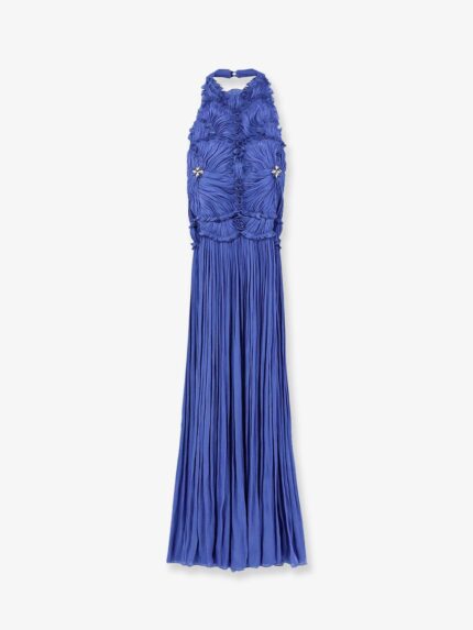 COSTARELLOS Lurex Georgette Long Dress