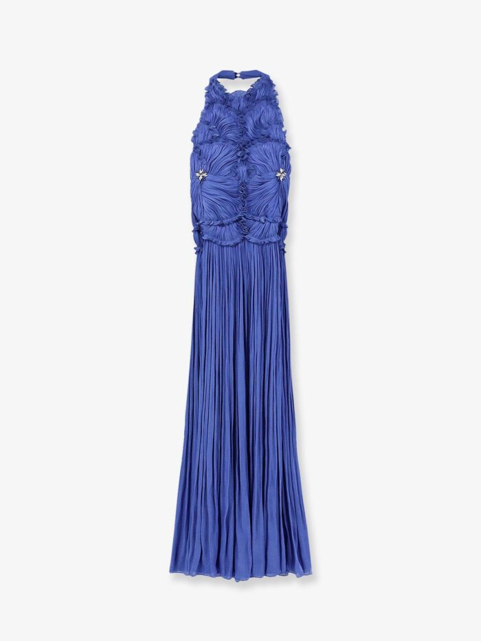 COSTARELLOS Lurex Georgette Long Dress