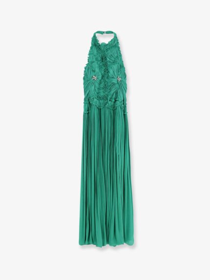 COSTARELLOS Lurex Georgette Long Dress