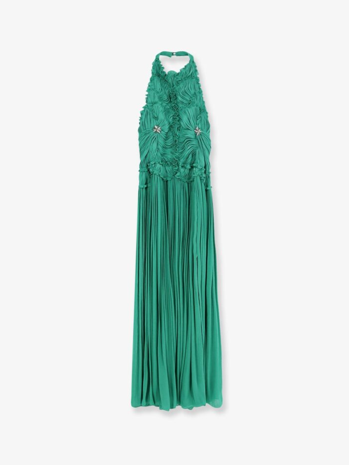 COSTARELLOS Lurex Georgette Long Dress