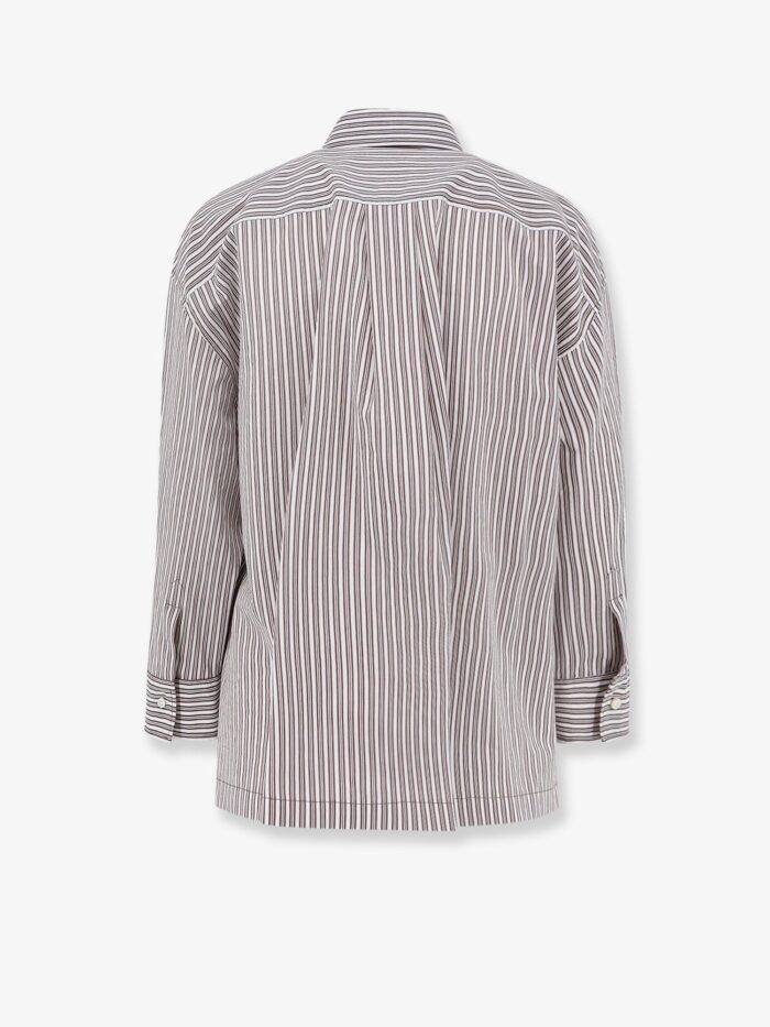 Brunello Cucinelli Cotton And Silk Blend Shirt With Striped Pattern