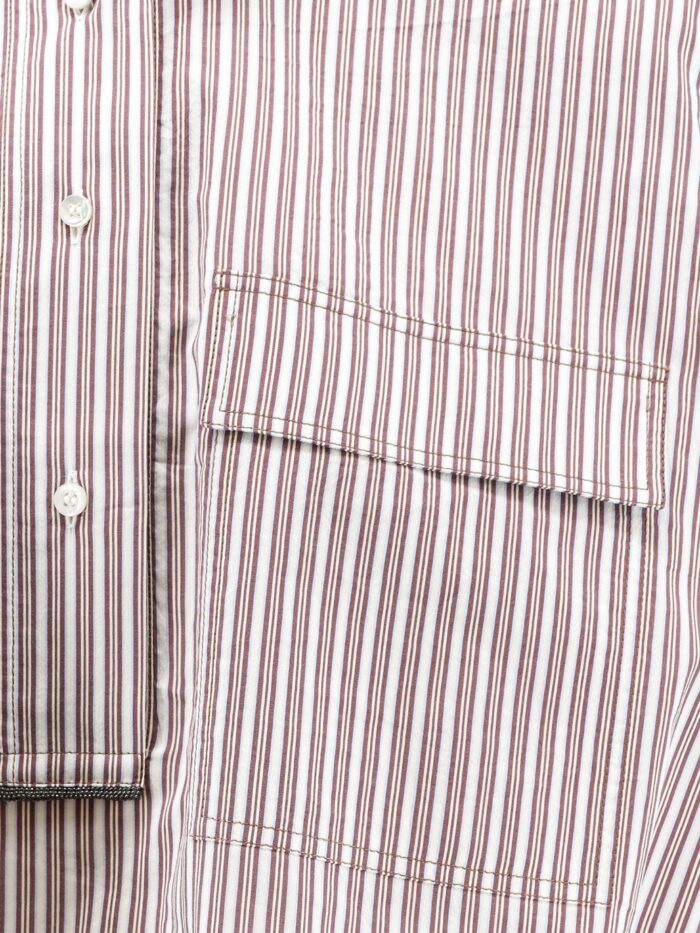 Brunello Cucinelli Cotton And Silk Blend Shirt With Striped Pattern