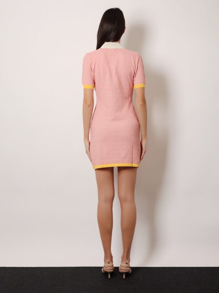 Fendi Cotton And Silk Blend Short Dress With All-over Ff Motif