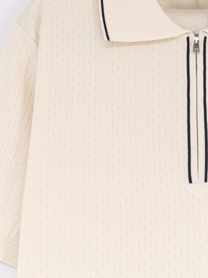 Fendi Cotton And Silk Polo Shirt With FF Embroidery