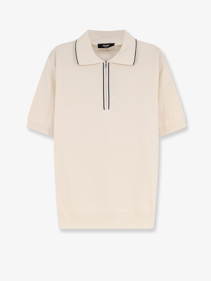 fendi cotton and silk polo shirt with ff embroidery Fendi Cotton And Silk Polo Shirt With FF Embroidery
