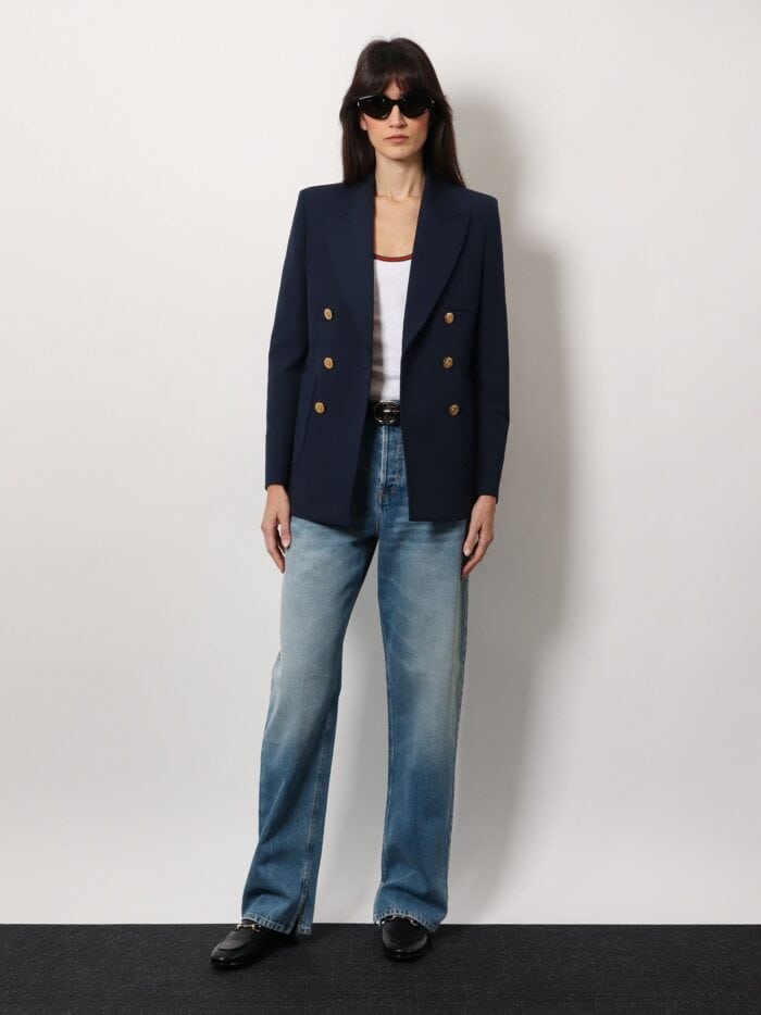 Cotton Blazer With Iconic Gucci Crest Buttons