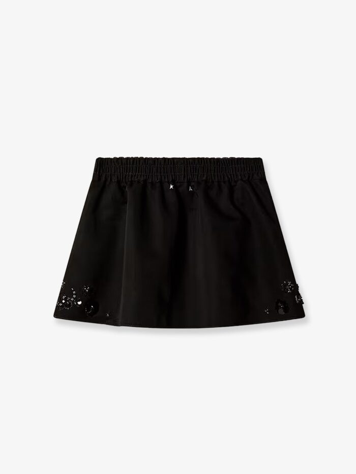 Golden Goose Deluxe Brand Cotton Blend Midi Skirt With Floral Sequin And Crystal Details