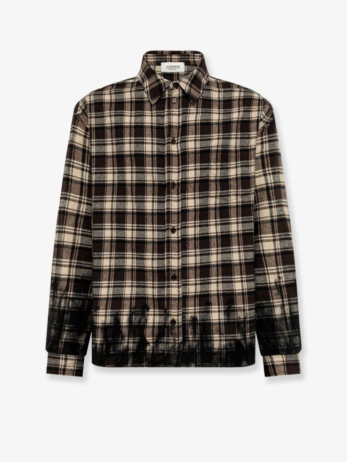 Laneus Cotton Blend Shirt With Check Pattern