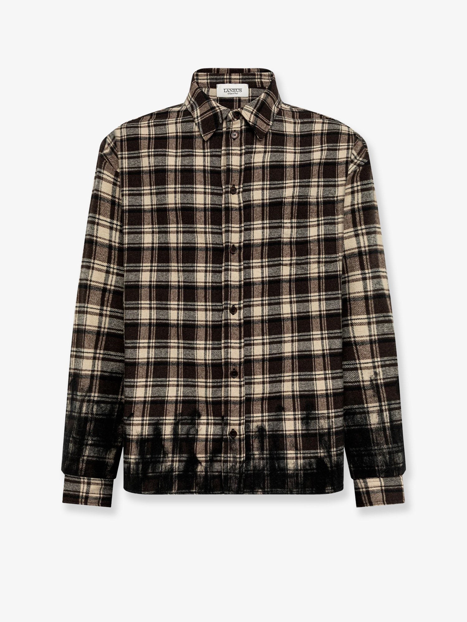 Laneus Cotton Blend Shirt With Check Pattern