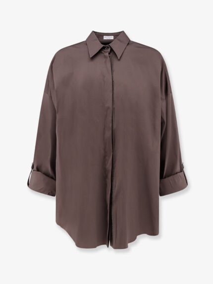 Brunello Cucinelli Cotton Blend Shirt With Shiny Trim