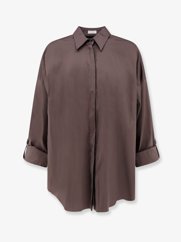 brunello cucinelli cotton blend shirt with shiny trim Brunello Cucinelli Cotton Blend Shirt With Shiny Trim